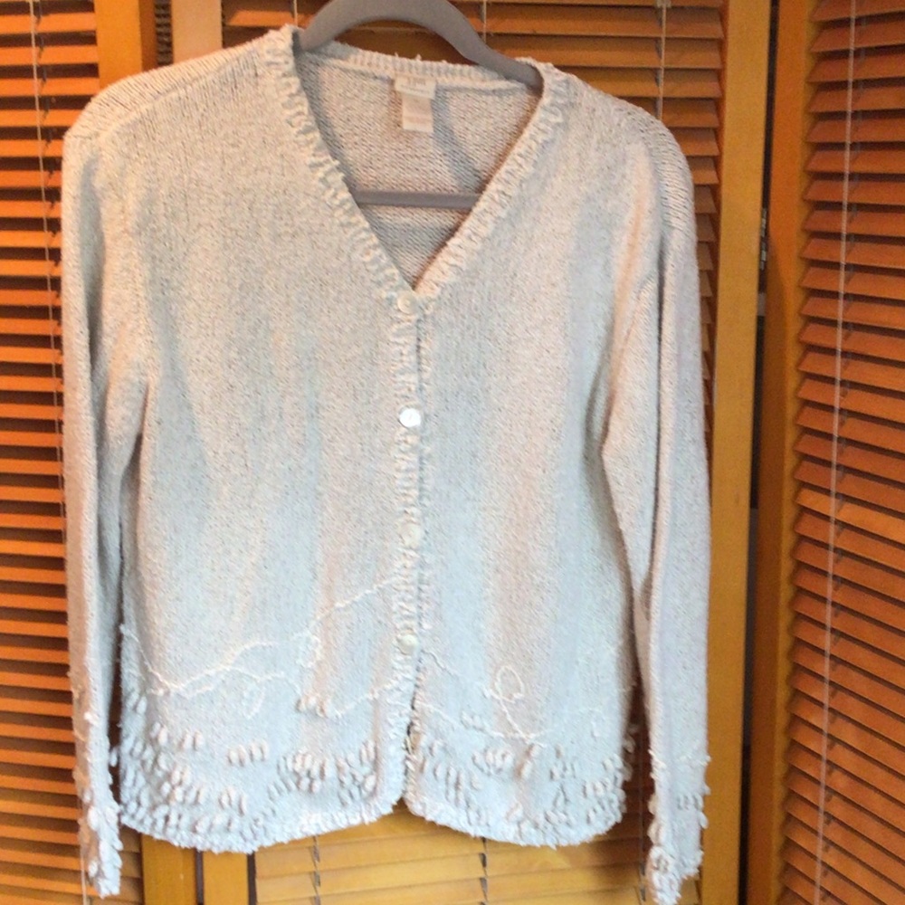 J. Jill Soft Light Blue V-Neck Button Cardigan